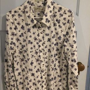 Orvis white with flowers long sleeved blouse